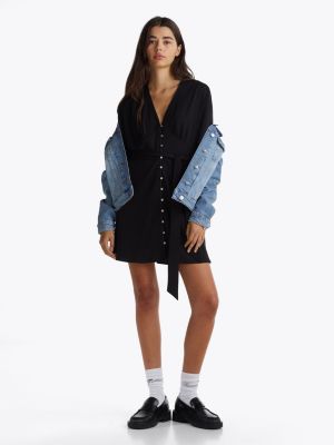 black mini-jurk met vlindermouwen voor dames - tommy jeans