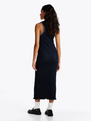 multi pointelle slim maxi knit dress for women tommy jeans