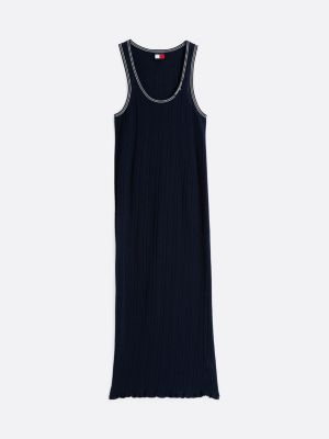 multi pointelle slim maxi knit dress for women tommy jeans