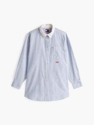 blue oversized fit stripe shirt for women tommy jeans