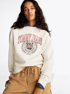 white logo boxy sweatshirt for women tommy jeans