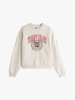 white logo boxy sweatshirt for women tommy jeans