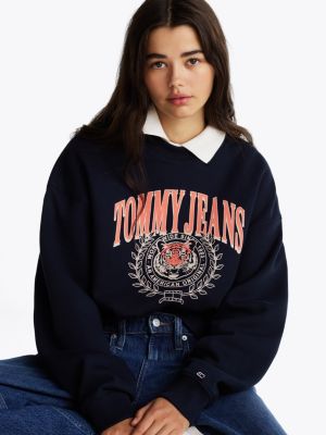 blue logo boxy sweatshirt for women tommy jeans