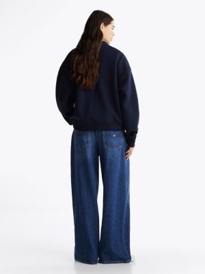 blue logo boxy sweatshirt for women tommy jeans