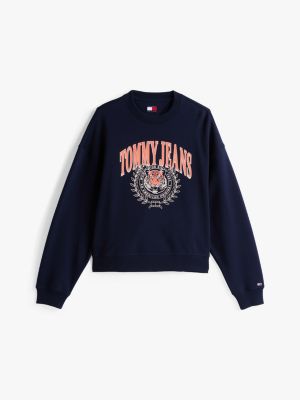 blue logo boxy sweatshirt for women tommy jeans