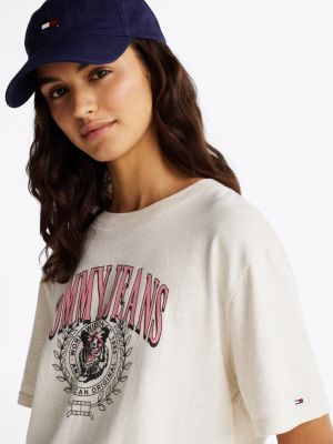 camiseta de corte amplio con logo blanco de mujeres tommy jeans