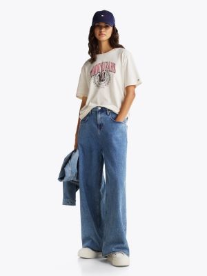 camiseta de corte amplio con logo blanco de mujeres tommy jeans
