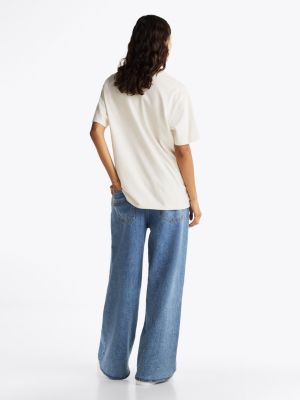 camiseta de corte amplio con logo blanco de mujeres tommy jeans