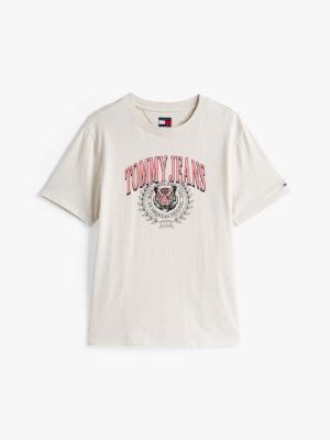 weiß relaxed fit t-shirt mit logo für damen - tommy jeans