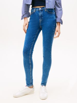 blau nora skinny jeans mit mittelhohem bund für damen - tommy jeans