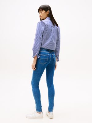 blue nora mid rise skinny jeans for women tommy jeans