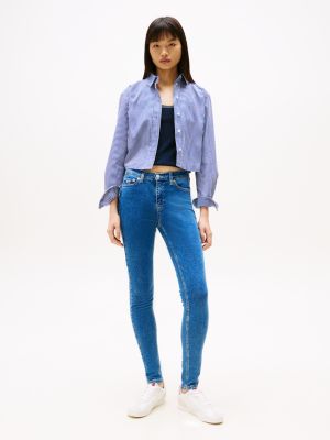 blue nora skinny jeans mit mittelhohem bund für damen - tommy jeans