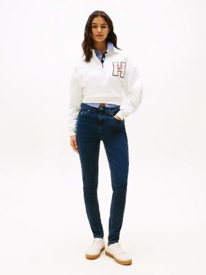 vaqueros nora ceñidos de talle medio black de mujeres tommy jeans