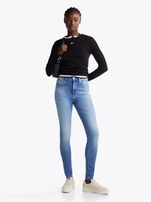 blue sylvia high rise skinny jeans for women tommy jeans