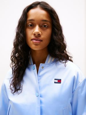 bomber in raso con distintivo tommy multicolore da donne tommy jeans