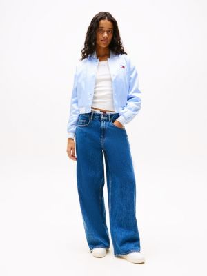 bomber in raso con distintivo tommy multicolore da donne tommy jeans
