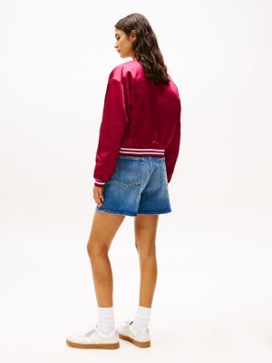 multi tommy badge satin bomber jacket for women tommy jeans