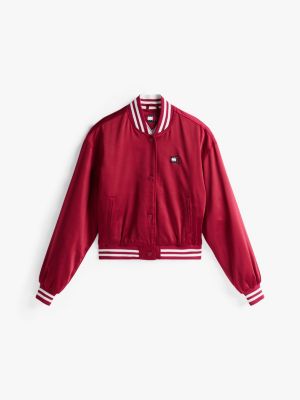 multi tommy badge satin bomber jacket for women tommy jeans