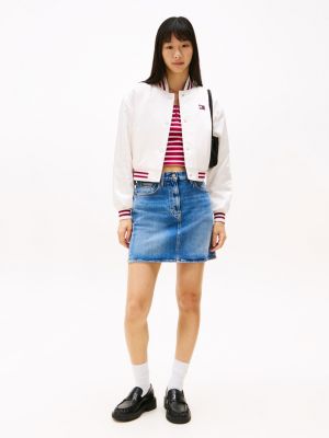 multi tommy badge satin bomber jacket for women tommy jeans