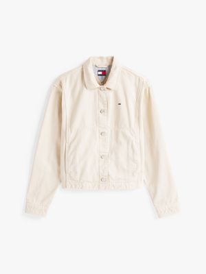 beige garment dyed denim jacket for women tommy jeans