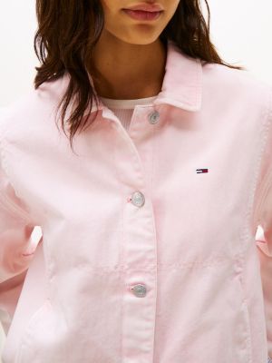 pink garment dyed denim jacket for women tommy jeans