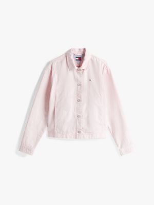 roze denim jack met garment dye voor dames - tommy jeans