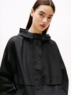 black hooded oversized windbreaker for women tommy jeans