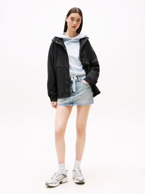 zwart oversized windjack met capuchon voor dames - tommy jeans