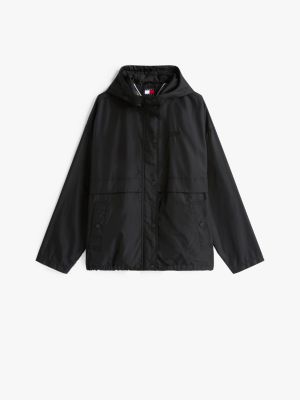 black hooded oversized windbreaker for women tommy jeans