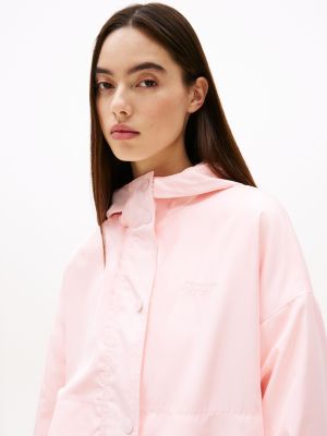 pink hooded oversized windbreaker for women tommy jeans