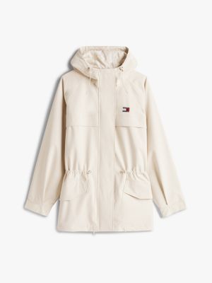 beige tommy badge technische jacke für damen - tommy jeans