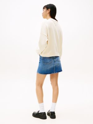beige tommy badge cardigan for women tommy jeans