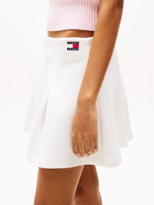 white fit and flare mini skirt for women tommy jeans