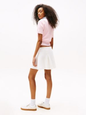 white fit and flare mini skirt for women tommy jeans