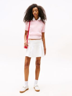 white fit and flare mini skirt for women tommy jeans