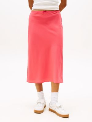 pink trim midi skirt for women tommy jeans