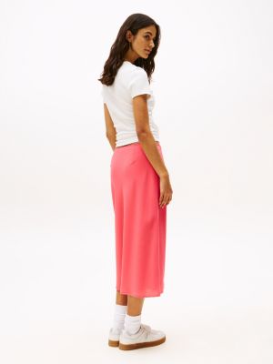 pink trim midi skirt for women tommy jeans