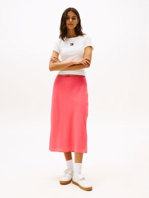 pink trim midi skirt for women tommy jeans