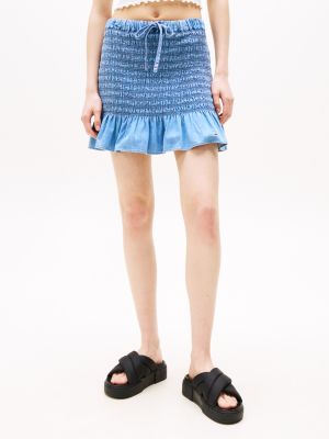 blue chambray slim mini skirt for women tommy jeans