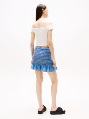 blue chambray slim mini skirt for women tommy jeans