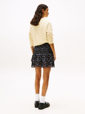 multi floral print tiered mini skirt for women tommy jeans