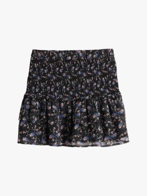 multi floral print tiered mini skirt for women tommy jeans