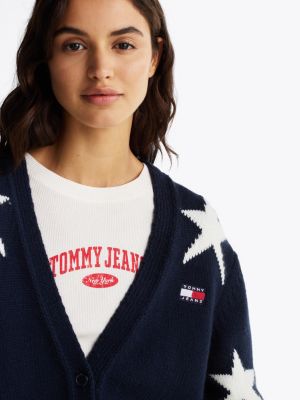 multi star knit cardigan with wool for women tommy jeans