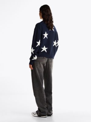 multi star knit cardigan with wool for women tommy jeans