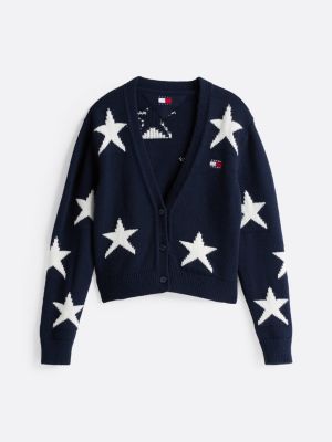 cardigan tricoté à motif étoiles avec laine plusieurs couleurs pour femmes tommy jeans
