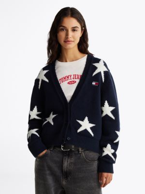 multi star knit cardigan with wool for women tommy jeans