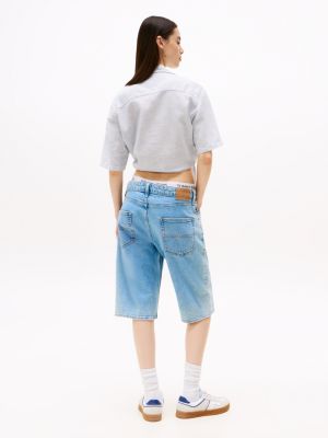 grey cropped relaxed short sleeve shirt for women tommy jeans