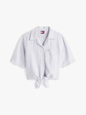 grey cropped relaxed short sleeve shirt for women tommy jeans