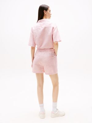 pink cropped relaxed short sleeve shirt for women tommy jeans