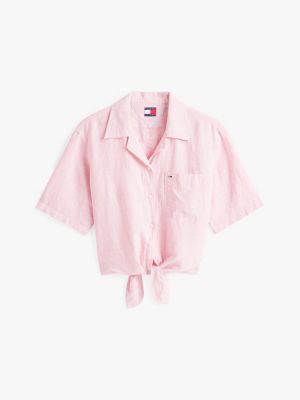 pink cropped relaxed short sleeve shirt for women tommy jeans